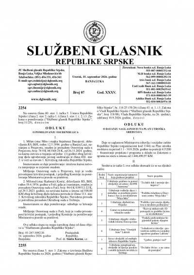 Službeni glasnik 087/2026