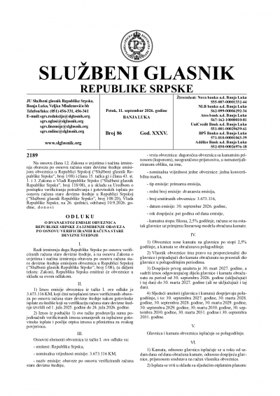 Službeni glasnik 086/2026