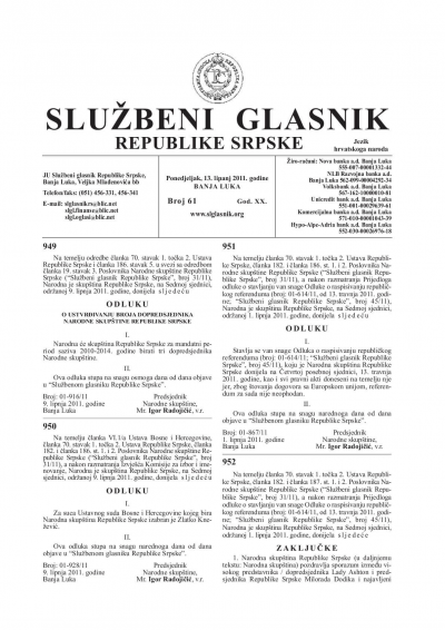 Službeni glasnik 061/2011