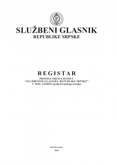Službeni glasnik Registar 2020/2020