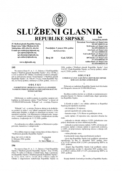 Službeni glasnik 010/2026