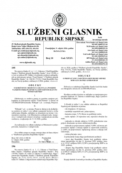 Službeni glasnik 010/2026