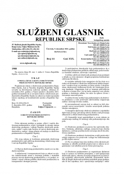 Službeni glasnik 111/2021