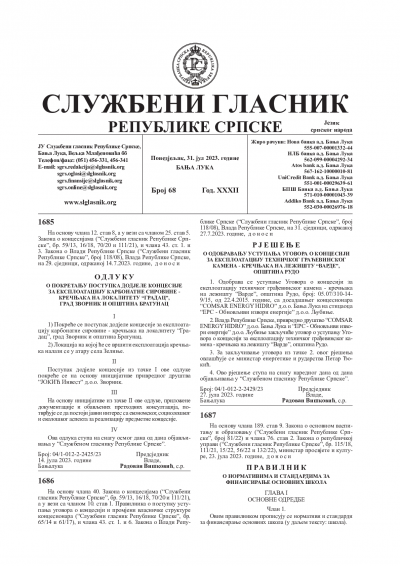 Službeni glasnik 068/2023