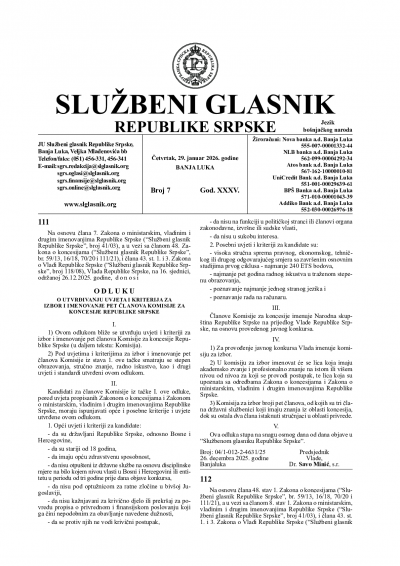 Službeni glasnik 007/2026