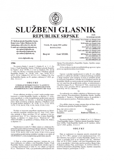 Službeni glasnik 064/2023