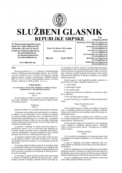 Službeni glasnik 014/2026