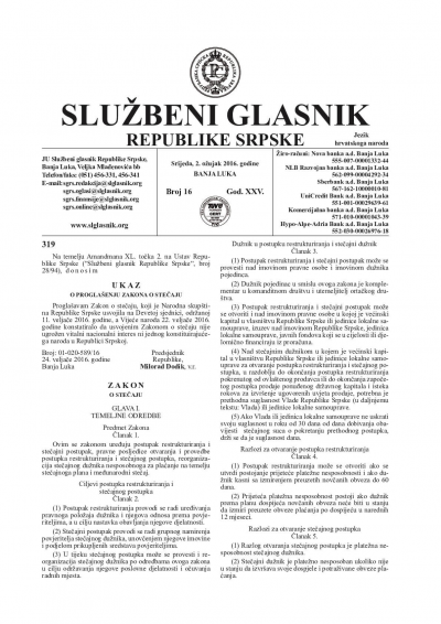 Službeni glasnik 016/2016