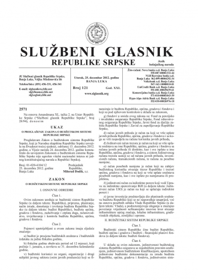 Službeni glasnik 121/2012