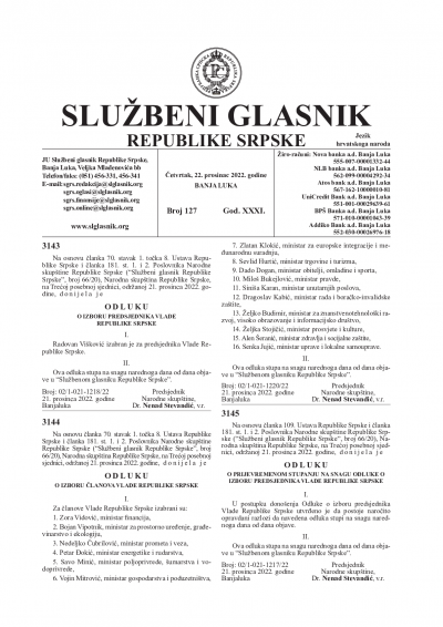 Službeni glasnik 127/2022