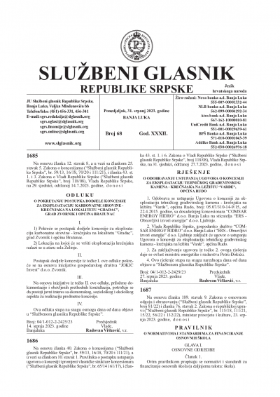 Službeni glasnik 068/2023
