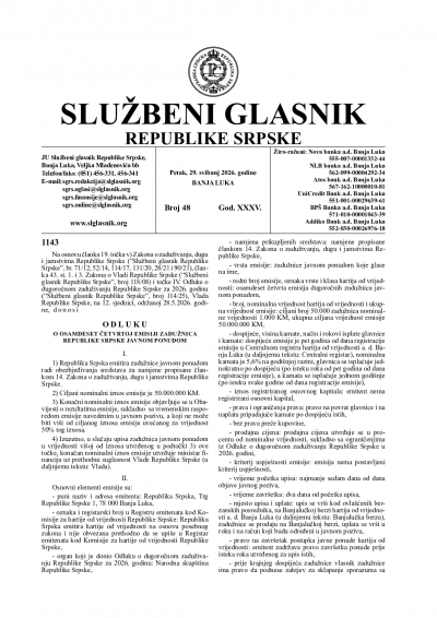 Službeni glasnik 048/2026