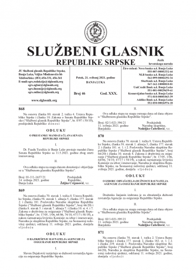 Službeni glasnik 046/2021