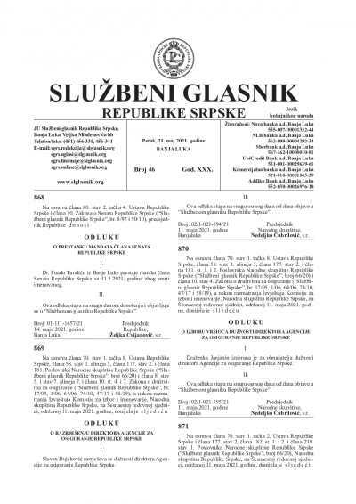 Službeni glasnik 046/2021