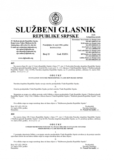Službeni glasnik 022/2026