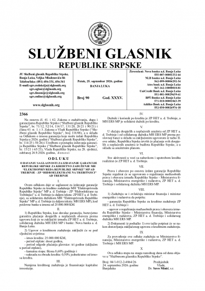 Službeni glasnik 090/2026