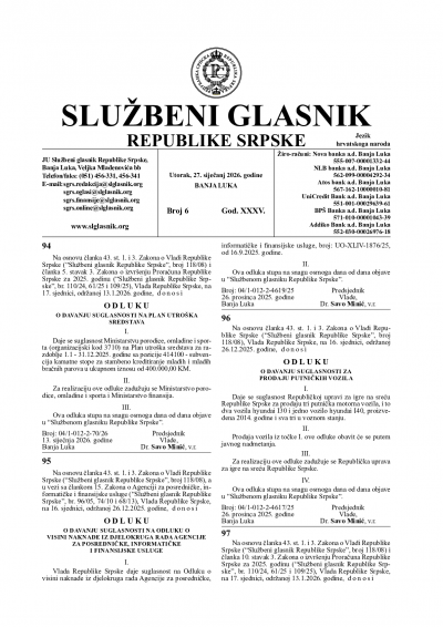 Službeni glasnik 006/2026