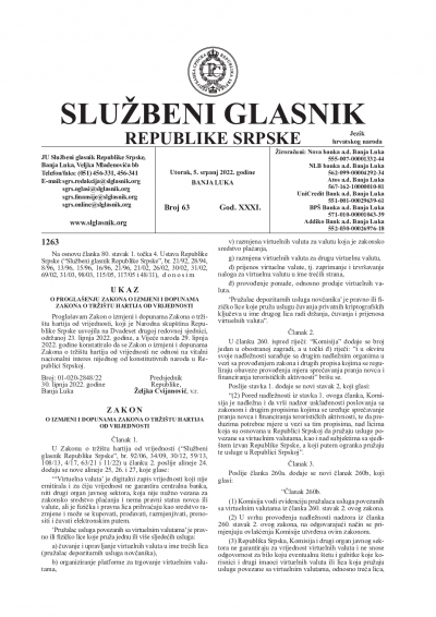 Službeni glasnik 063/2022